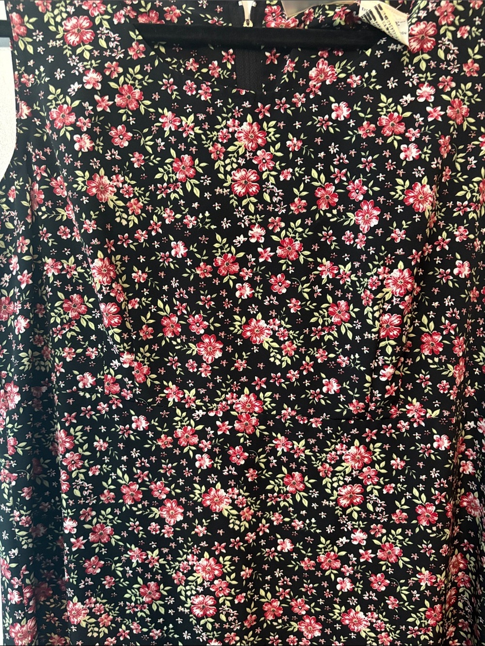 Sleeveless Black Floral Maxi Dress with Pink Flowers - Picture 5 of 7